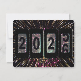 Feuerwerkskörper und Odometer 2025 Neues Jahr Part Einladung