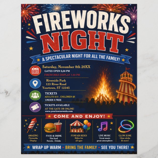 Feuerwerksnachtplakat Flyer (Vorne)