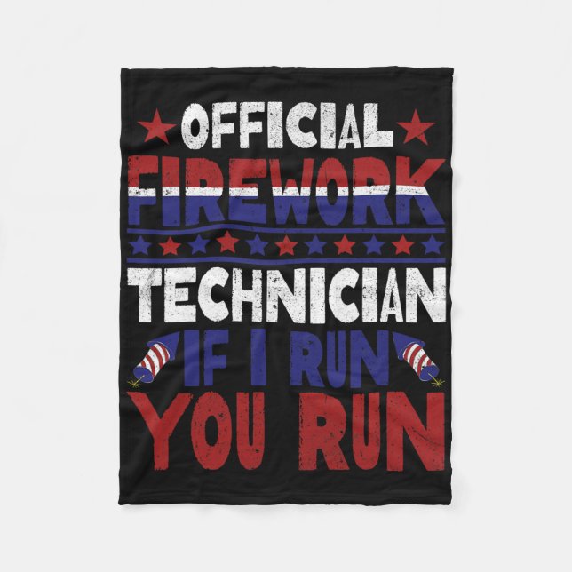 Feuerwerkstechniker 4. Juli Funny Usa Pyro-tec Fleecedecke (Vorderseite)