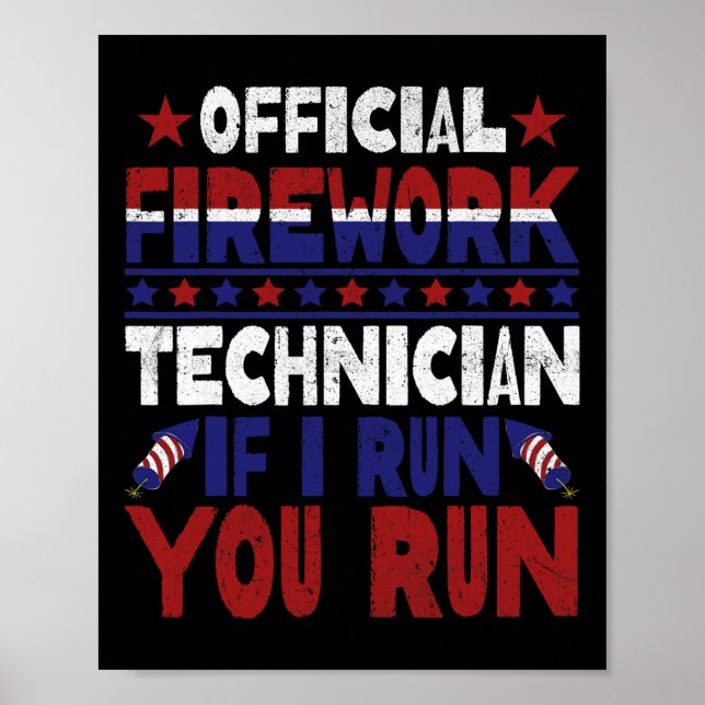 Feuerwerkstechniker 4. Juli Funny Usa Pyro-tec Poster (Vorne)