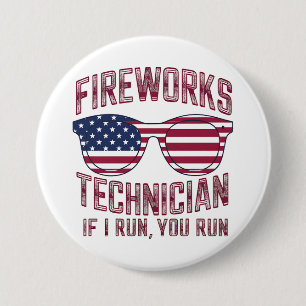 Feuerwerkstechniker 4. Juli Lustig Usa Button
