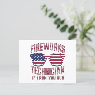 Feuerwerkstechniker 4. Juli Lustig USA Postkarte
