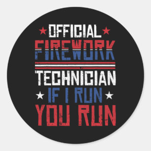 Feuerwerkstechniker 4. Juli Lustig Usa Pyro-tec Runder Aufkleber