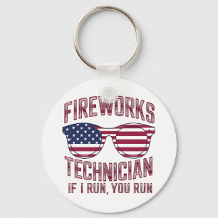 Feuerwerkstechniker 4. Juli Lustig USA Schlüsselanhänger