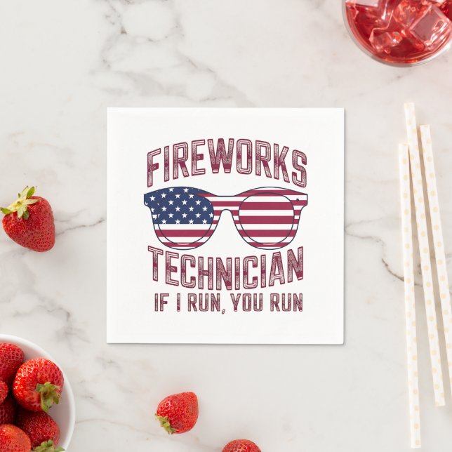 Feuerwerkstechniker 4th July Funny Usa Serviette (Beispiel)