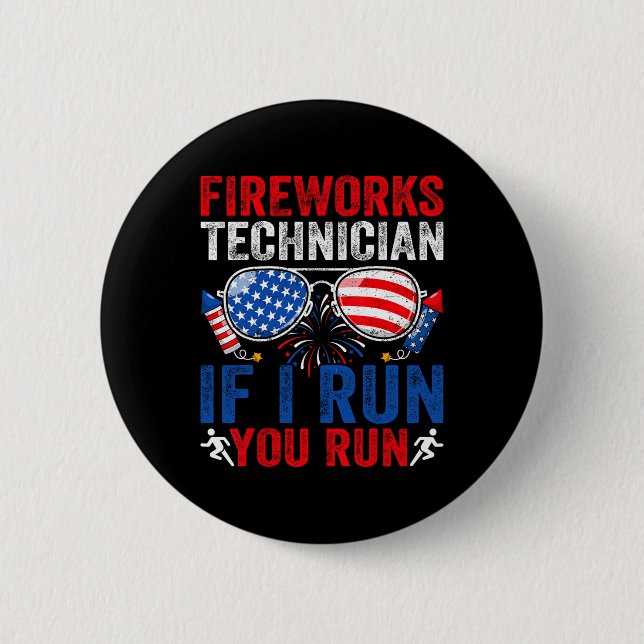 Feuerwerkstechniker Funny 4. Juli Sungles Männer Button (Vorderseite)