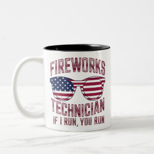 Feuerwerktechniker 4. Juli Lustig USA Zweifarbige Tasse