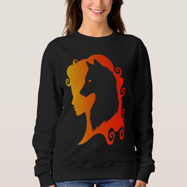 Feuerwolf Geist Totem Tierführer Pagan Wicca Ch Sweatshirt (Vorderseite)