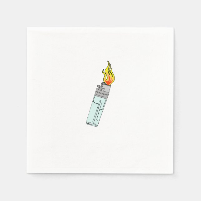 Feuerzeug- und Flammendesign Serviette (Vorderseite)