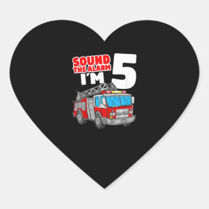 Feuerzug 5 Jahre alter Feuerwehrmann 5. Geburtstag Herz-Aufkleber