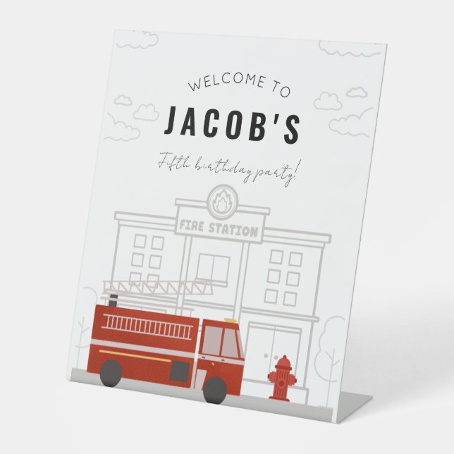 Feuerzug Geburtstagsparty Begrüßungszeichen Sockelschild (Vorderseite)