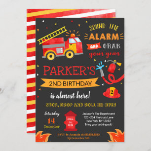 Feuerzug Geburtstagsparty Einladung Feuerwehrmann