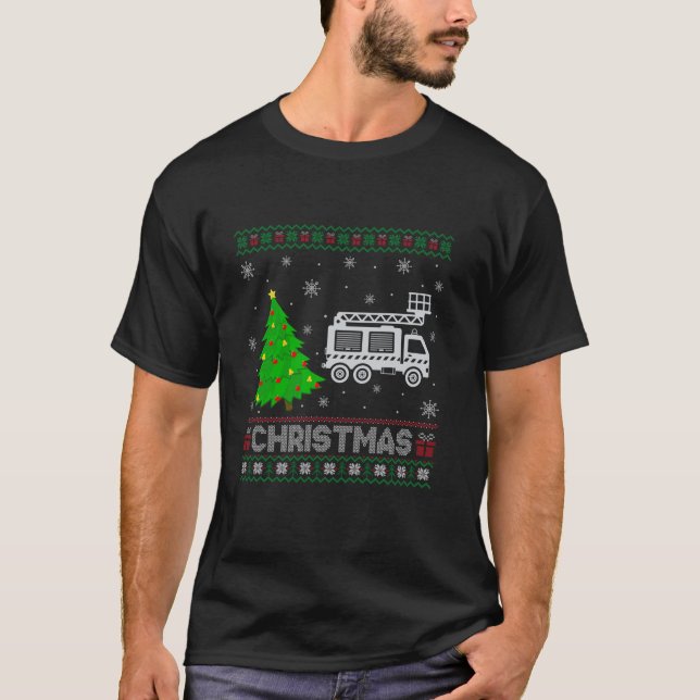 Feuerzug Xmas Tree Lighting Ugly Weihnachtsschweiß T-Shirt (Vorderseite)