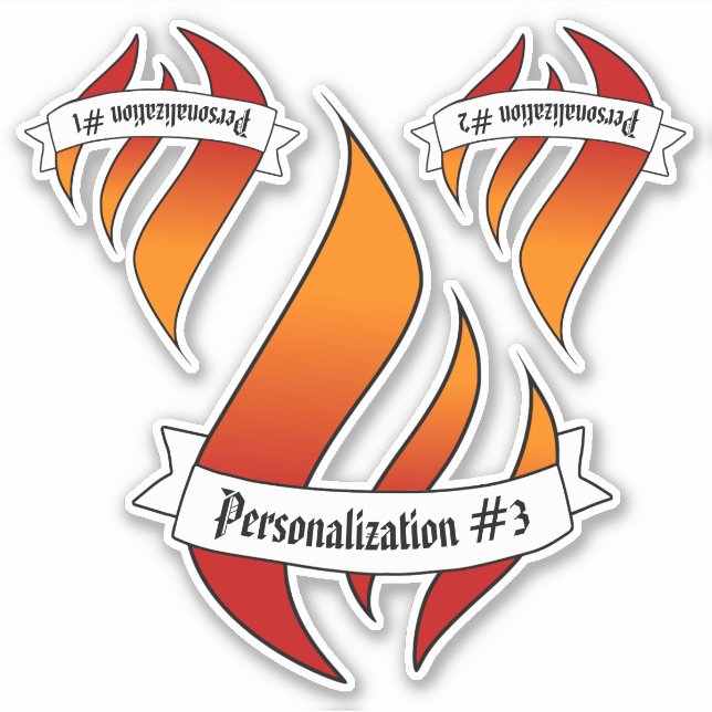 Feuerzunge oder Flammenzunge Personalisierte 3UP-S Aufkleber (Vorderseite)