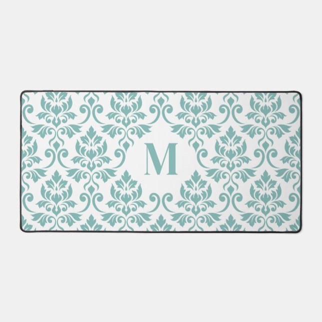 Feuille Damask Aquamarines Lg-Muster (Custom) Schreibtischunterlage (Vorderseite)