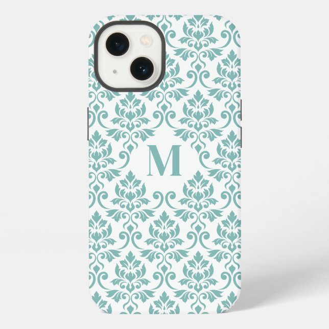 Feuille Damask Aquamarines Muster (Custom) iPhone Hülle (Rückseite)