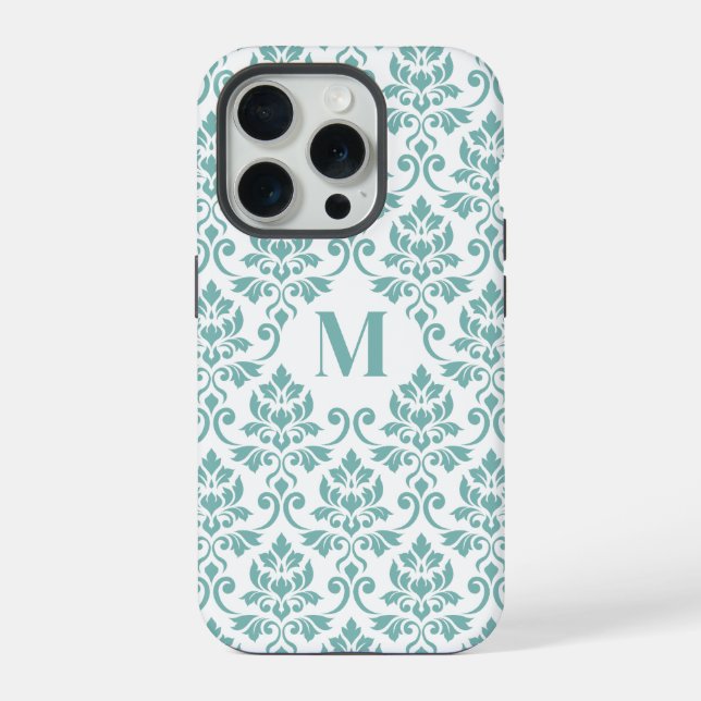 Feuille Damask Aquamarines Muster (Custom) iPhone Hülle (Rückseite)