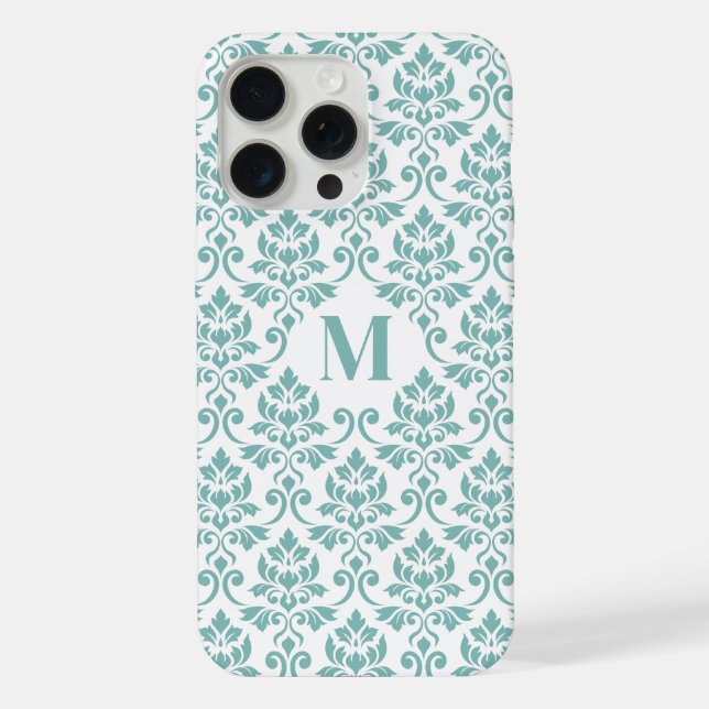 Feuille Damask Aquamarines Muster (Custom) iPhone Hülle (Rückseite)