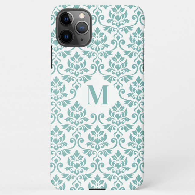 Feuille Damask Aquamarines Muster (Custom) iPhone Hülle (Rückseite)