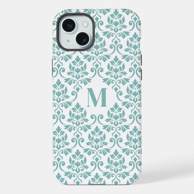 Feuille Damask Aquamarines Muster (Custom) iPhone Hülle (Rückseite)