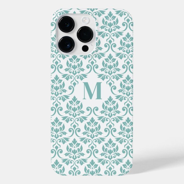 Feuille Damask Aquamarines Muster (Custom) iPhone Hülle (Rückseite)