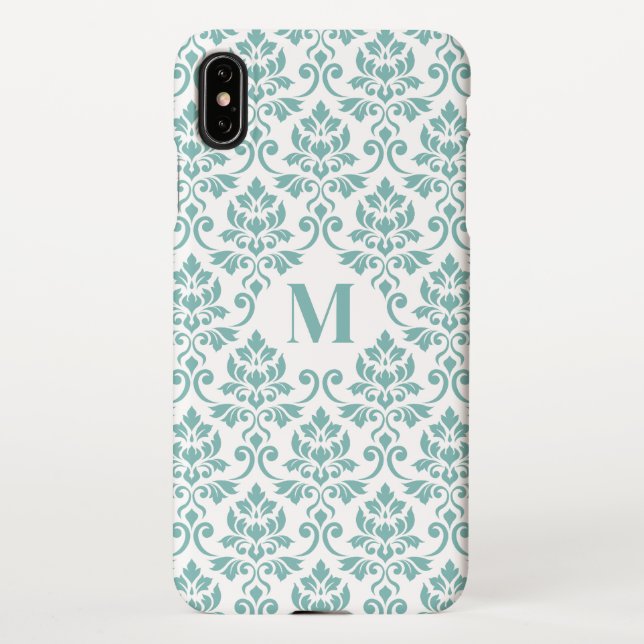 Feuille Damask Aquamarines Muster (Custom) iPhone Hülle (Rückseite)