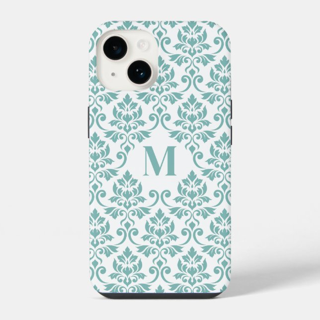 Feuille Damask Aquamarines Muster (Custom) iPhone Hülle (Rückseite)
