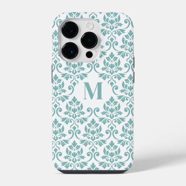 Feuille Damask Aquamarines Muster (Custom) iPhone Hülle (Rückseite)