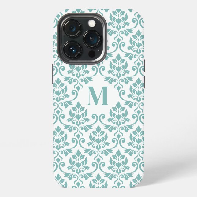 Feuille Damask Aquamarines Muster (Custom) iPhone Hülle (Hinten)