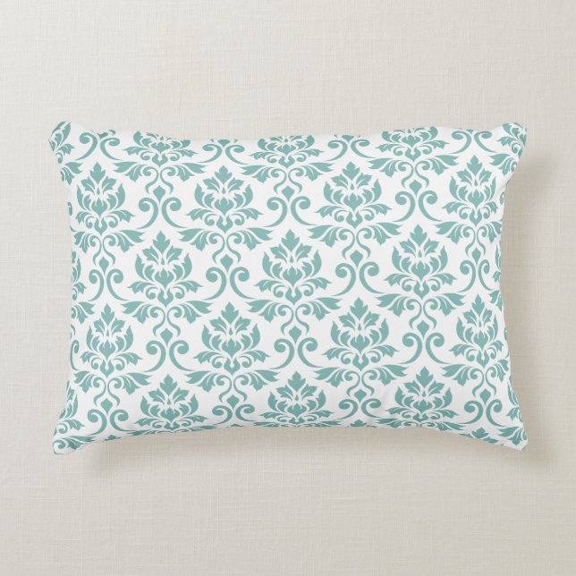 Feuille Damask Aquamarines Muster Dekokissen (Vorderseite)