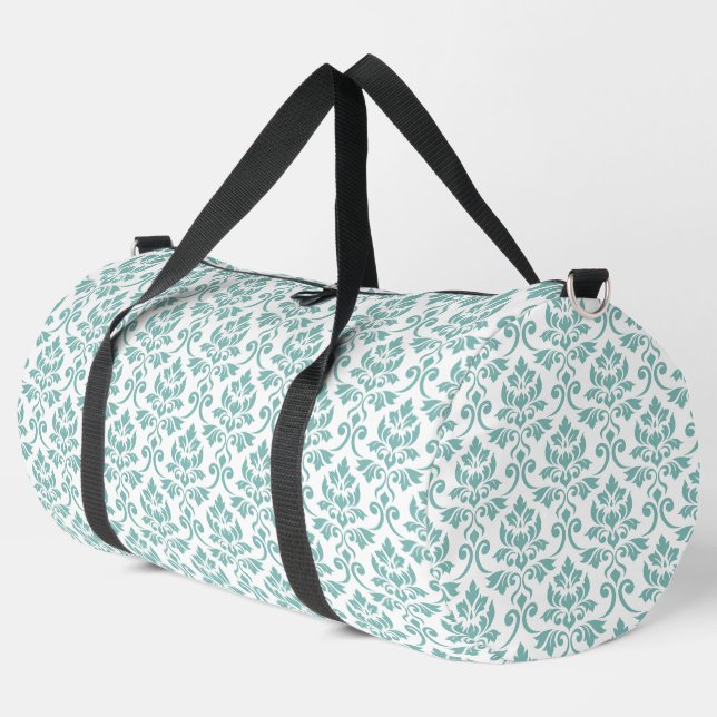 Feuille Damask Aquamarines Muster Duffle Bag (Linke Ecke)