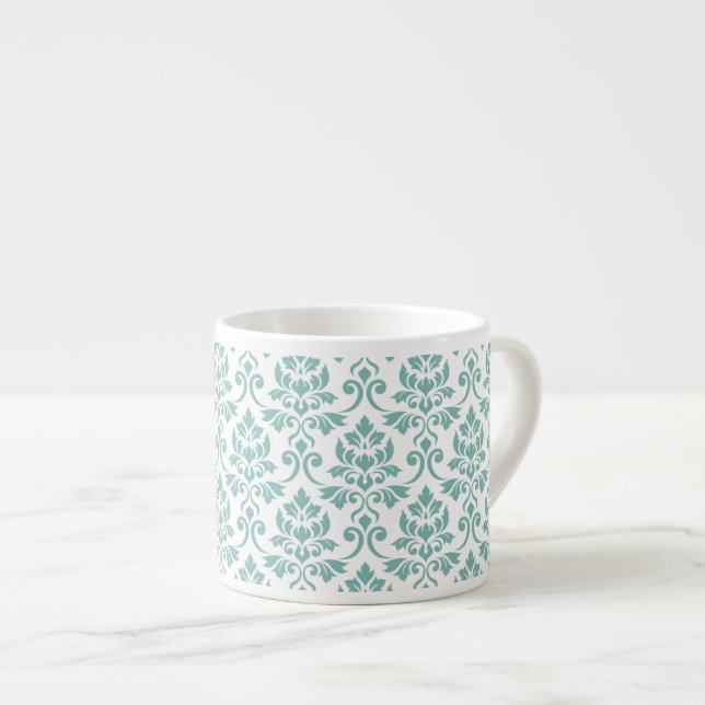 Feuille Damask Aquamarines Muster Espressotasse (Vorderseite Rechts)