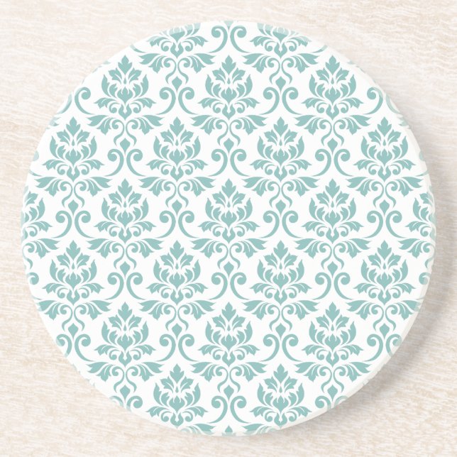 Feuille Damask Aquamarines Muster Getränkeuntersetzer (Vorne)