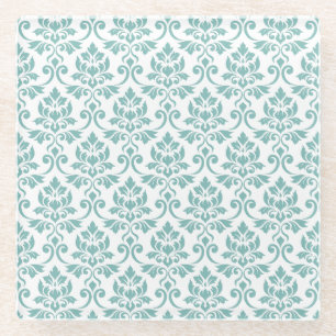 Feuille Damask Aquamarines Muster Glasuntersetzer