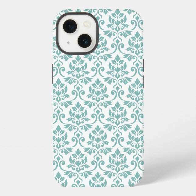 Feuille Damask Aquamarines Muster iPhone Hülle (Rückseite)