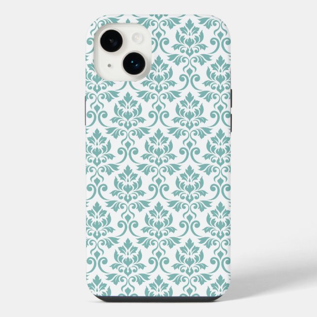 Feuille Damask Aquamarines Muster iPhone Hülle (Rückseite)