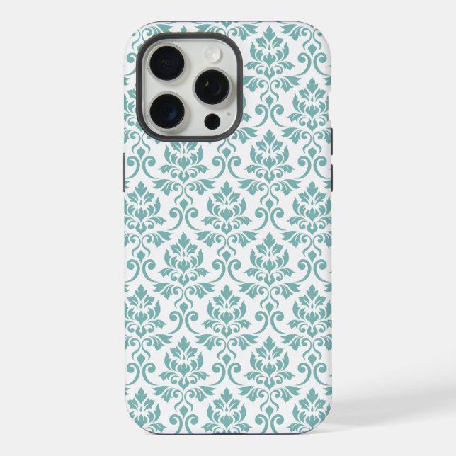 Feuille Damask Aquamarines Muster iPhone Hülle (Rückseite)