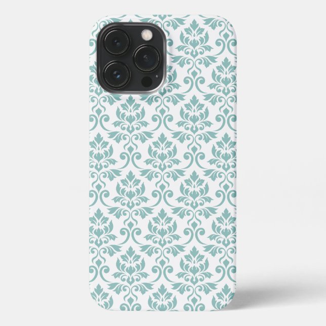 Feuille Damask Aquamarines Muster iPhone Hülle (Rückseite)
