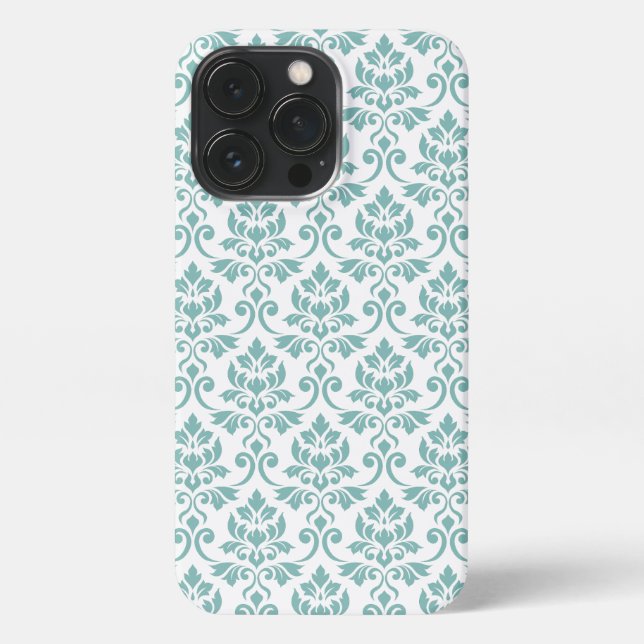 Feuille Damask Aquamarines Muster iPhone Hülle (Rückseite)