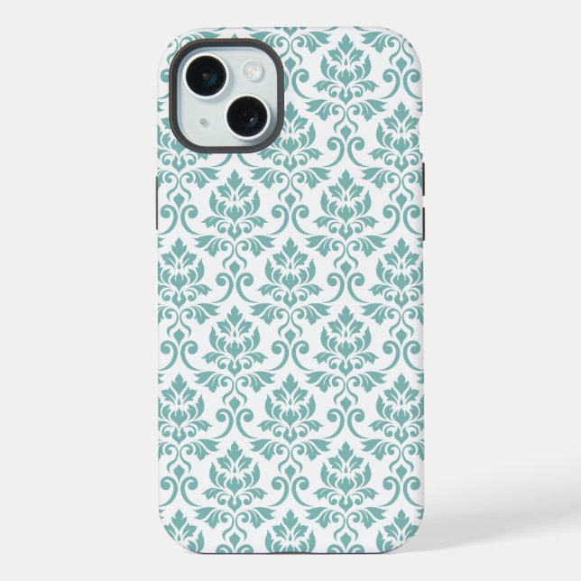 Feuille Damask Aquamarines Muster iPhone Hülle (Rückseite)