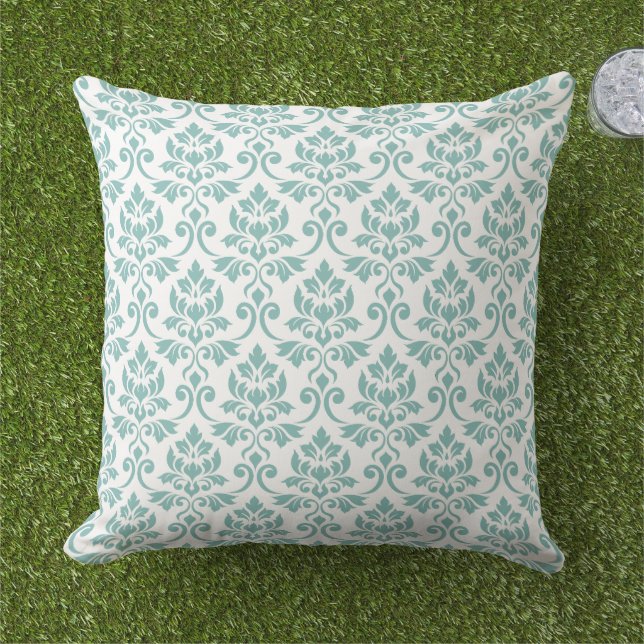 Feuille Damask Aquamarines Muster Kissen (Gras)