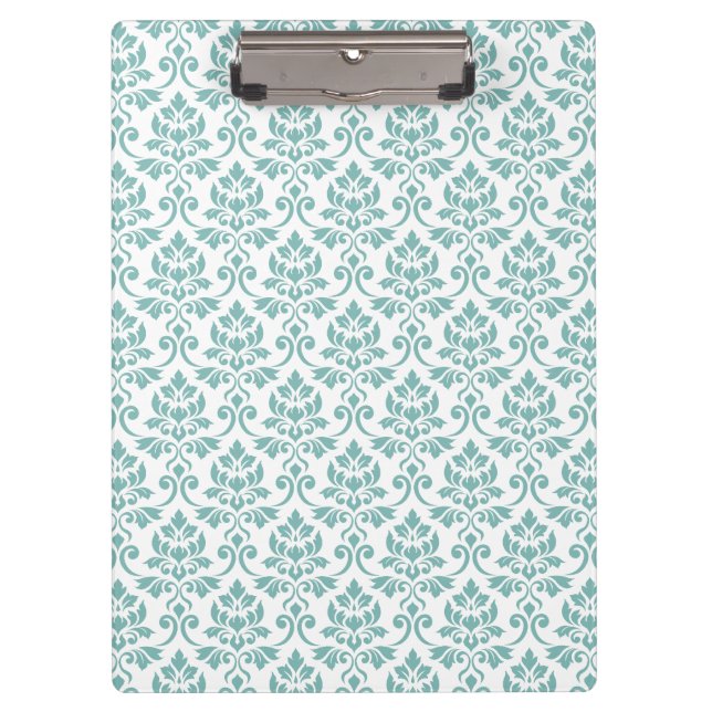 Feuille Damask Aquamarines Muster Klemmbrett (Vorderseite)