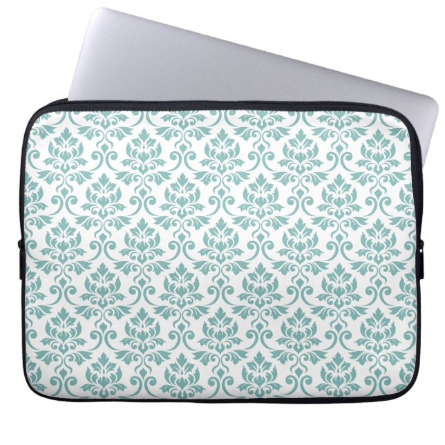 Feuille Damask Aquamarines Muster Laptopschutzhülle (Vorderseite)