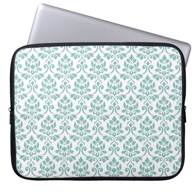 Feuille Damask Aquamarines Muster Laptopschutzhülle (Vorderseite)