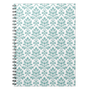 Feuille Damask Aquamarines Muster Notizblock
