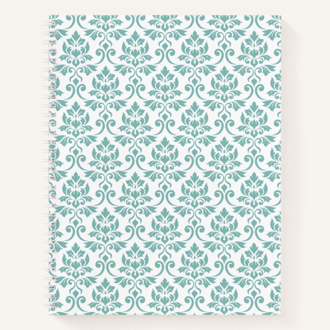 Feuille Damask Aquamarines Muster Notizbuch (Vorderseite)