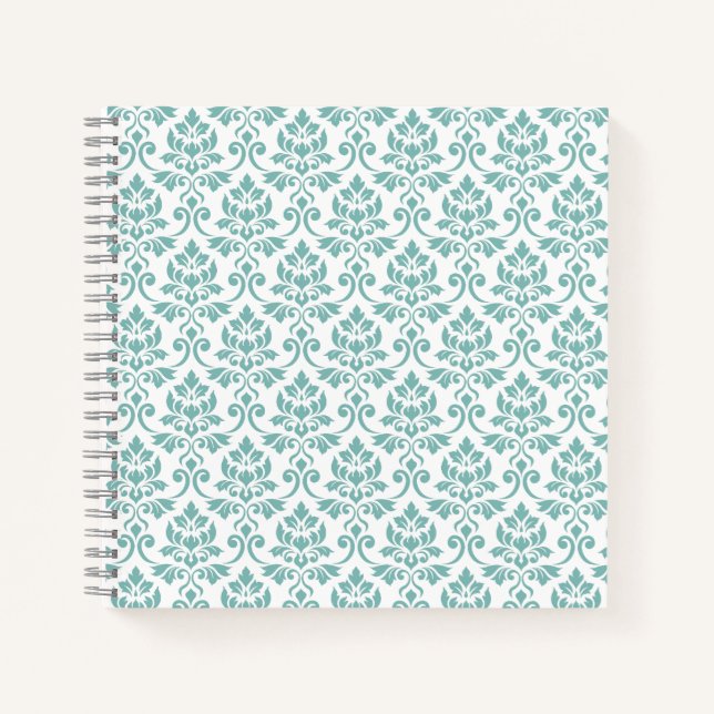 Feuille Damask Aquamarines Muster Notizbuch (Vorderseite)