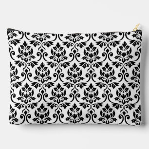 Feuille Damask Big Pattern Black auf Weiß Zubehörtasche