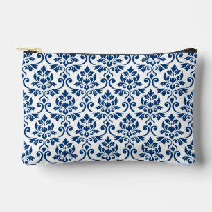 Feuille Damask Big Pattern Dunkelblau auf Weiß Zubehörtasche