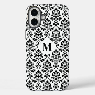 Feuille Damask Black Pattern (Benutzerdefiniert) iPhone 16 Plus Hülle